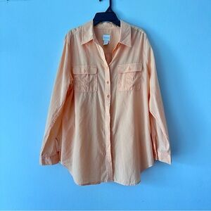 Chico's Soft Peach Cotton Blouse Size 8